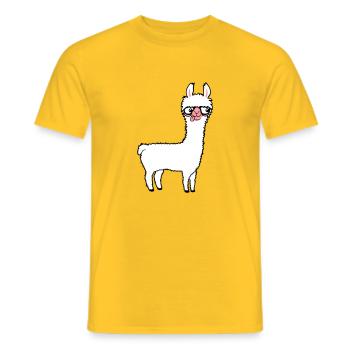 Llama Nerd Geek Horn-Rimmed Glasses Smart Funny Grimace - Men's T-Shirt - yellow - Front - AI Model Male 178 dark (178cm)