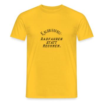 Calorie-free cycling instead of arithmetic - Men's T-Shirt - yellow - Front - AI Model Male 178 dark (178cm)