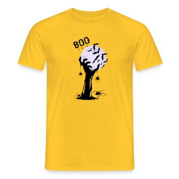 Moonlit night bats over creepy tree - Men's T-Shirt - yellow - Front - AI Model Male 178 dark (178cm)