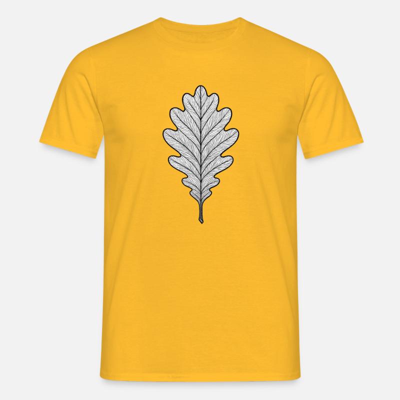 Monochromes Eichenblatt-Design - Männer T-Shirt - Gelb