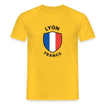 Lyon France Schild-Design - Männer T-Shirt - Gelb - Vorne - AI Model Male 178 dark (178cm)