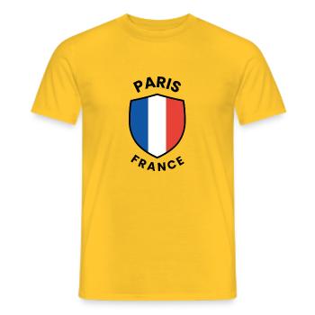 Schilddesign der Pariser Flagge - Männer T-Shirt - Gelb - Vorne - AI Model Male 178 dark (178cm)