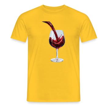 Red Wine Stream in Glass - Men's T-Shirt - yellow - Front - AI Model Male 178 dark (178cm)
