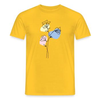 Delicate Lineart Flowers with Pastel - Men's T-Shirt - yellow - Front - AI Model Male 178 dark (178cm)