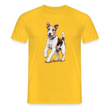 "Kleiner Fox" - Welpe Foxterrier - Männer T-Shirt - Gelb - Vorne - AI Model Male 178 dark (178cm)