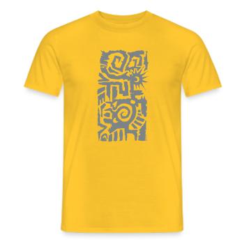 Abstrakte Sonnen-Spiral-Geometrie - Männer T-Shirt - Gelb - Vorne - AI Model Male 178 dark (178cm)
