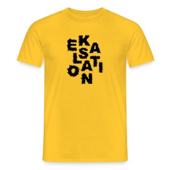 Die reinste Eskalation. Party bis zum Umfallen. - Männer T-Shirt - Gelb - Vorne - AI Model Male 178 dark (178cm)