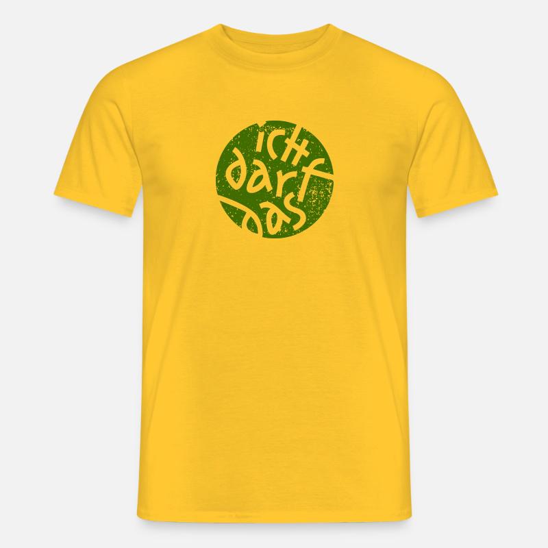 Statement - Ich Darf Das - Grün Grunge Button - Männer T-Shirt - Gelb