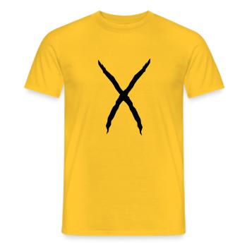X Shape Letter Cool Scratch Wound Flesh Wound - Men's T-Shirt - yellow - Front - AI Model Male 178 dark (178cm)