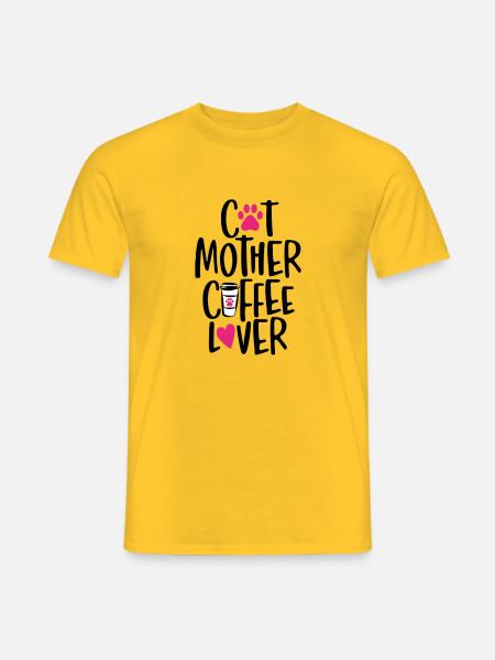 Katzenmutter Kaffeeliebhaber - Männer T-Shirt - Gelb