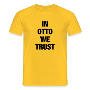 In Otto we trust - Männer T-Shirt - Gelb - Vorne - AI Model Male 178 dark (178cm)