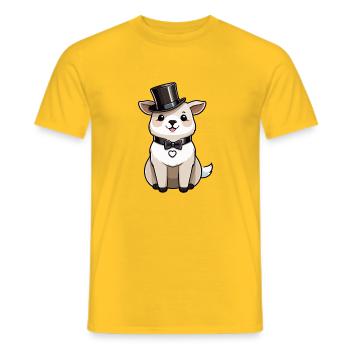 Niedliches Alpaka mit Hut und Fliege - Männer T-Shirt - Gelb - Vorne - AI Model Male 178 dark (178cm)