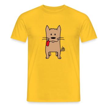 Dog Tongue Out Happy Cute Wiggling - Men's T-Shirt - yellow - Front - AI Model Male 178 dark (178cm)