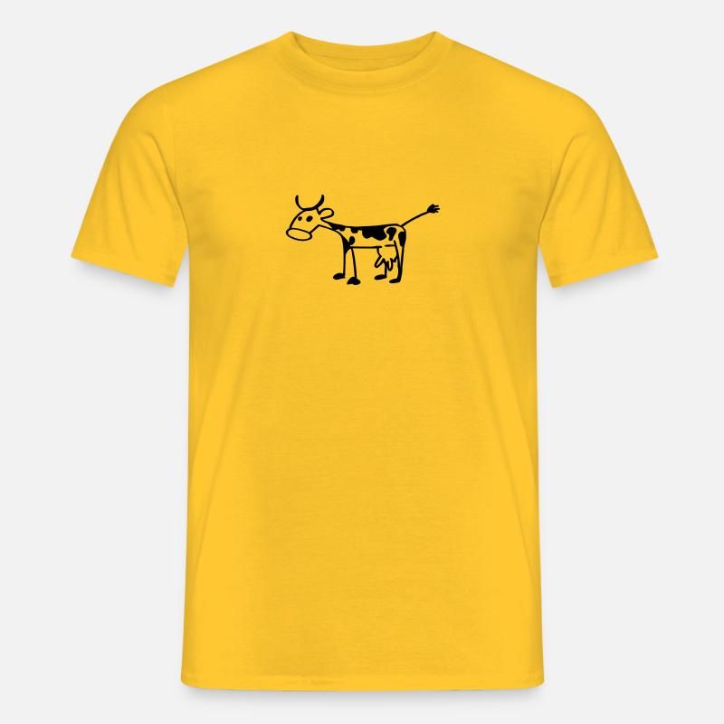 Strichmännchen-Kuh - Männer T-Shirt - Gelb