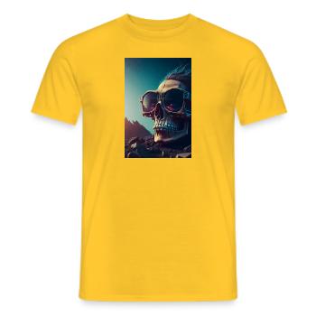 Totenkopf-Sonnenbrille! Einzigartiger Stil, origineller Humor - Männer T-Shirt - Gelb - Vorne - AI Model Male 178 dark (178cm)