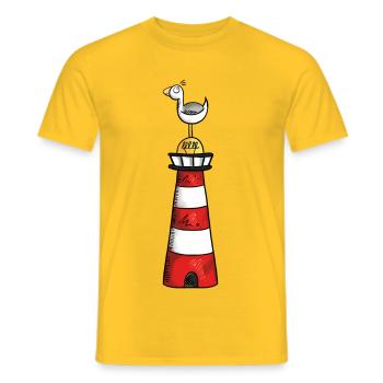 Möwe auf dem Leuchtturm - Nordsee - Geschenk - Männer T-Shirt - Gelb - Vorne - AI Model Male 178 dark (178cm)