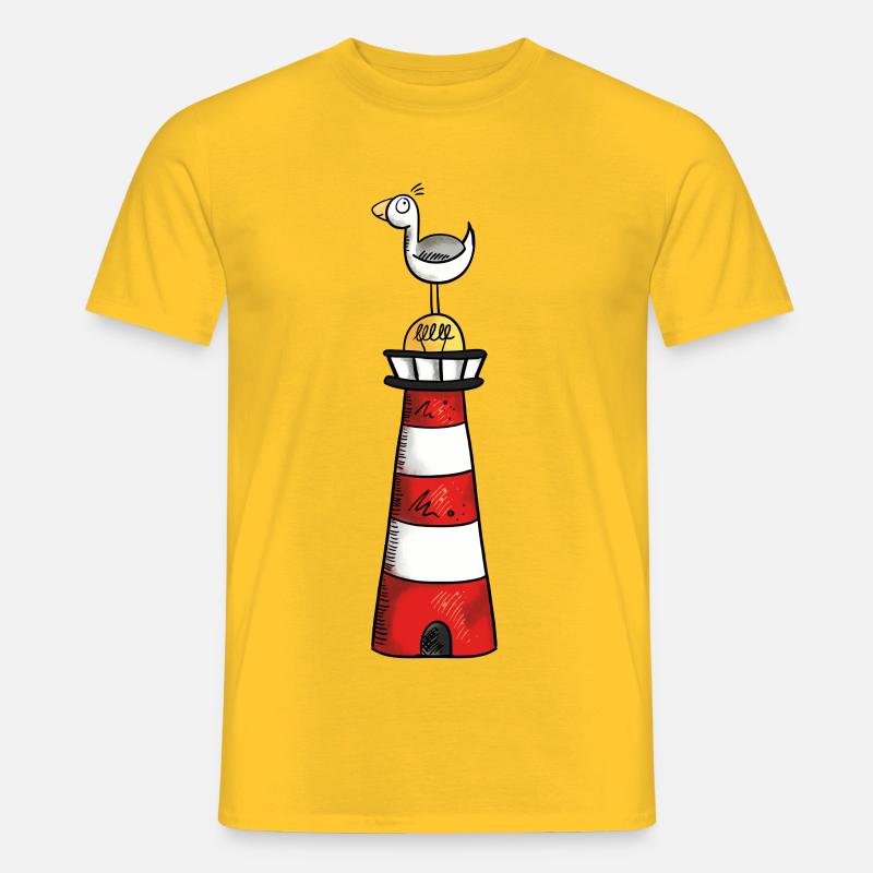 Möwe auf dem Leuchtturm - Nordsee - Geschenk - Männer T-Shirt - Gelb