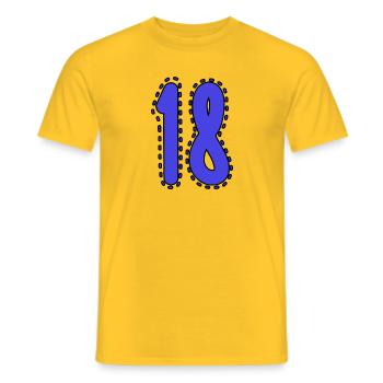 18. 18 ANS. 18e ANNIVERSAIRE. ANNIVERSAIRE 18 ANS. - T-shirt homme - jaune - Devant - AI Model Male 178 dark (178cm)