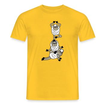 Tired_Sad_Sleepy_Sheep_Yoga_Meditating_5 - Men's T-Shirt - yellow - Front - AI Model Male 178 dark (178cm)
