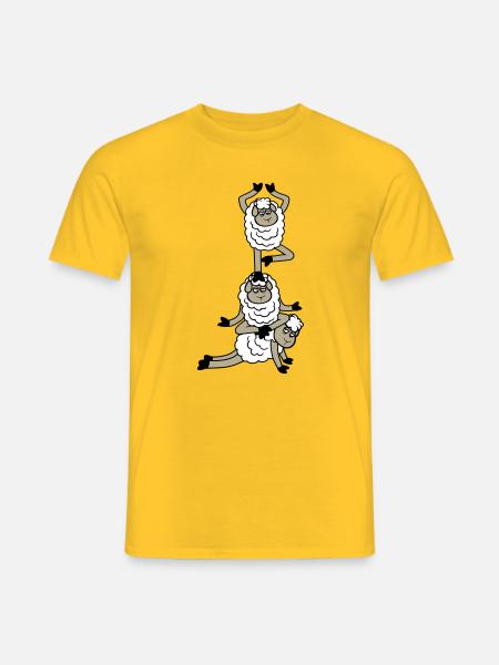 Tired_Sad_Sleepy_Sheep_Yoga_Meditating_5 - Men's T-Shirt - yellow