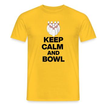 KEEP CALM AND BOWL, STRIKE MEISTER! PIN SNIPER - Männer T-Shirt - Gelb - Vorne - AI Model Male 178 dark (178cm)