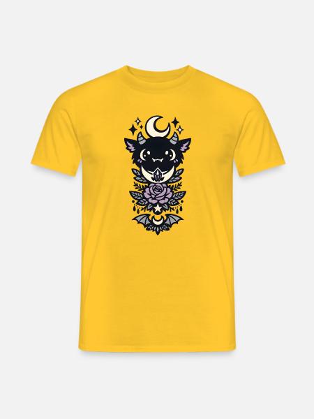 Monddämon mit Rose und Kristall - Männer T-Shirt - Gelb