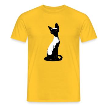 Elegante Siamkatze – Minimalistische Kunst & Eyes Oran - Männer T-Shirt - Gelb - Vorne - AI Model Male 178 dark (178cm)