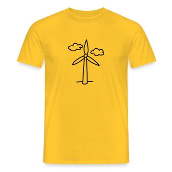 éolienne - énergie verte - ligne - T-shirt homme - jaune - Devant - AI Model Male 178 dark (178cm)
