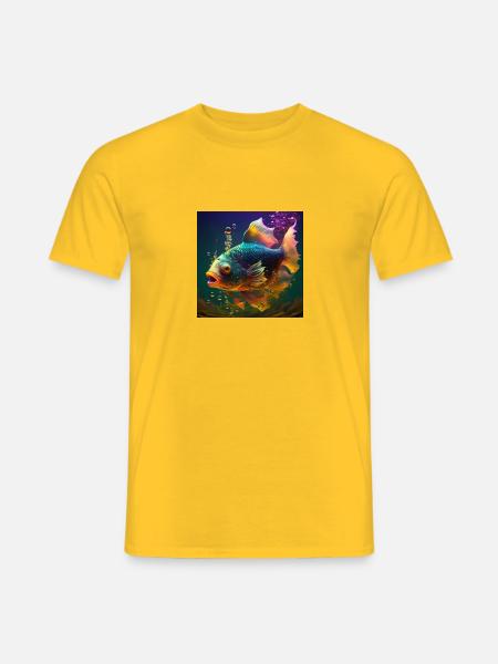 Farbiger Fisch, einzigartiges Design - Männer T-Shirt - Gelb