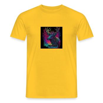 Deer with neon colors, synthwave / 80s - Men's T-Shirt - yellow - Front - AI Model Male 178 dark (178cm)