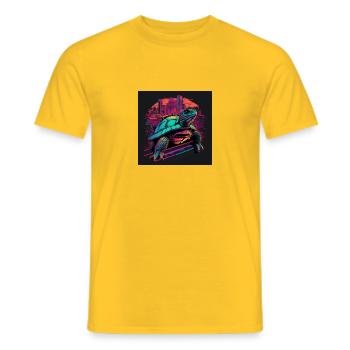 Schildkröte in Neonfarben 80er Synthwave Style - Männer T-Shirt - Gelb - Vorne - AI Model Male 178 dark (178cm)