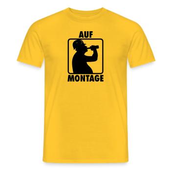 AUF MONTAGE, BAUARBEITER BAUHELM UND BIER - Männer T-Shirt - Gelb - Vorne - AI Model Male 178 dark (178cm)