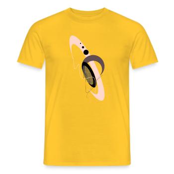 Galaktische Abstraktion in Rosé und Schwarz - Männer T-Shirt - Gelb - Vorne - AI Model Male 178 dark (178cm)