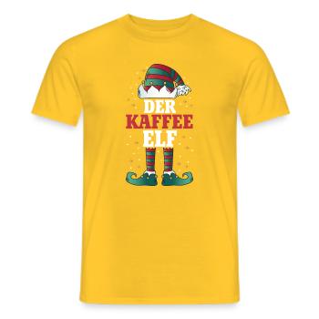 Christmas The Coffee Elf - Men's T-Shirt - yellow - Front - AI Model Male 178 dark (178cm)