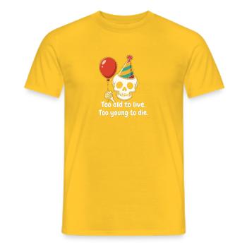 Schädel mit Partyhut Ballon - Männer T-Shirt - Gelb - Vorne - AI Model Male 178 dark (178cm)