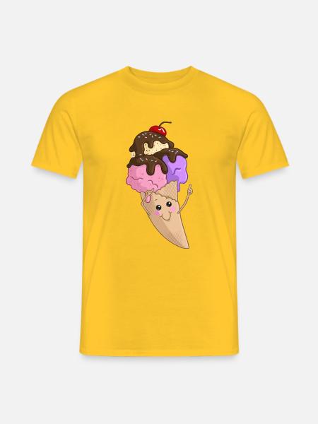 Eis in der Waffel - Männer T-Shirt - Gelb