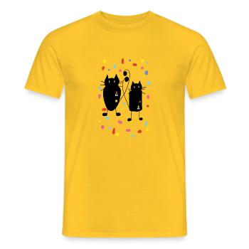 Cats - Men's T-Shirt - yellow - Front - AI Model Male 178 dark (178cm)