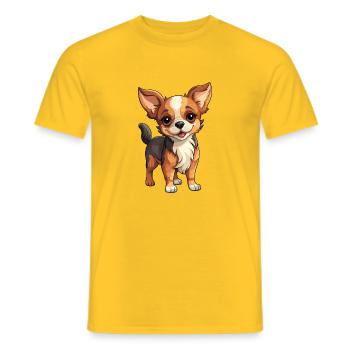 Cute Chihuahua Puppy Cartoon - Men's T-Shirt - yellow - Front - AI Model Male 178 dark (178cm)