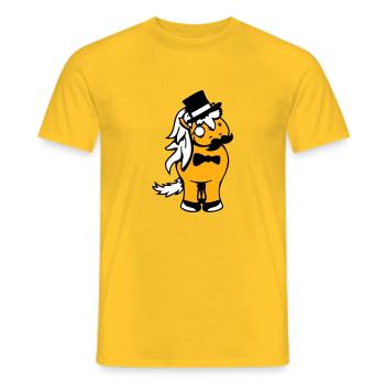 Pferd Sir Herr reich Monokel Brille Zylinder Hut - Männer T-Shirt - Gelb - Vorne - AI Model Male 178 dark (178cm)