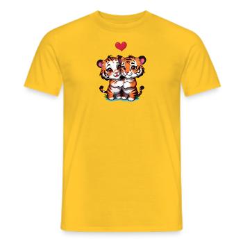 Verschenke diese süßen Tiger zum Valentinstag - Männer T-Shirt - Gelb - Vorne - AI Model Male 178 dark (178cm)