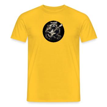 Raccoon playing guitar 4 - Men's T-Shirt - yellow - Front - AI Model Male 178 dark (178cm)
