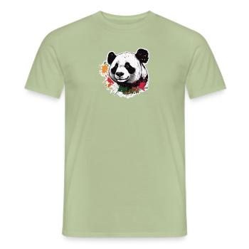 Giant Panda-monium with paint splatters - Men's T-Shirt - sage - Front - AI Model Male 178 light (178cm)
