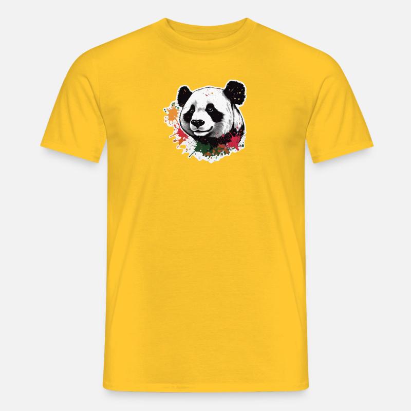 Panda géant avec éclaboussures de peinture - T-shirt homme - jaune