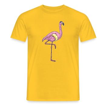 Flamingo Schwimmen Schwimmring Sommer - Männer T-Shirt - Gelb - Vorne - AI Model Male 178 dark (178cm)