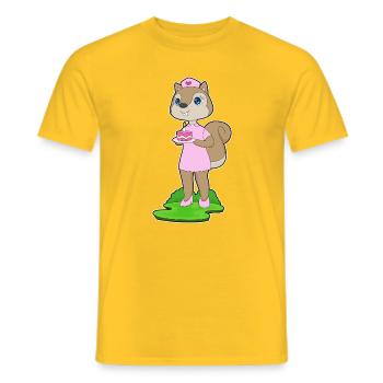 Squirrel Birthday Nurse - Men's T-Shirt - yellow - Front - AI Model Male 178 dark (178cm)