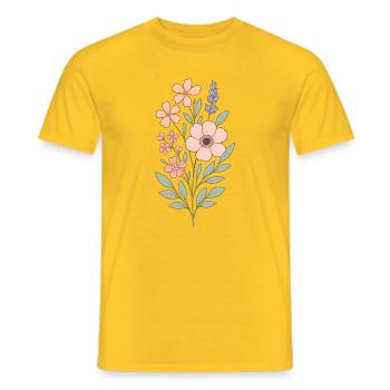 Pastellblumen Aquarellstrauß - Männer T-Shirt - Gelb - Vorne - AI Model Male 178 dark (178cm)