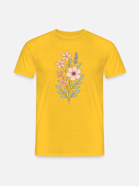 Pastellblumen Aquarellstrauß - Männer T-Shirt - Gelb