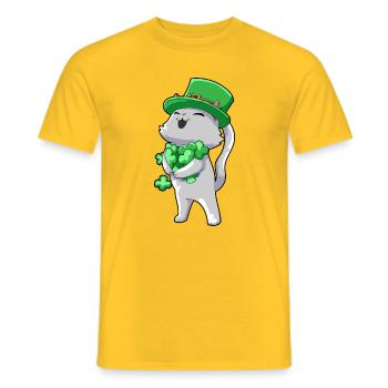 Katze Kleeblatt Glück - Männer T-Shirt - Gelb - Vorne - AI Model Male 178 dark (178cm)