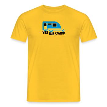 camp , camper, camping , caravan , trekking, rando - Men's T-Shirt - yellow - Front - AI Model Male 178 dark (178cm)