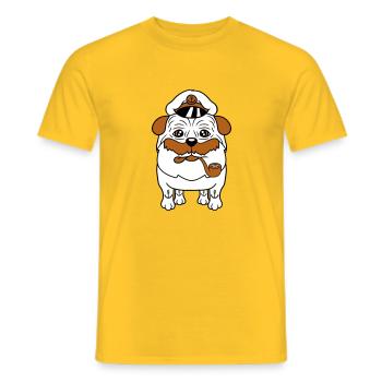 Vieux Carlin Chien Capitaine Drôle Mignon Dessin Animé Bande Dessinée - T-shirt homme - jaune - Devant - AI Model Male 178 dark (178cm)